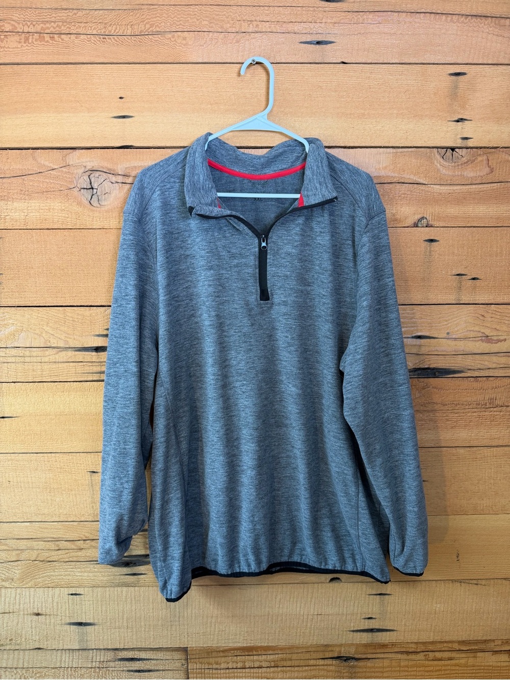 Heather Gray Quarter-Zip Pullover with Red Trim